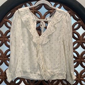 A&F Silver Dotted Wrap Blouse